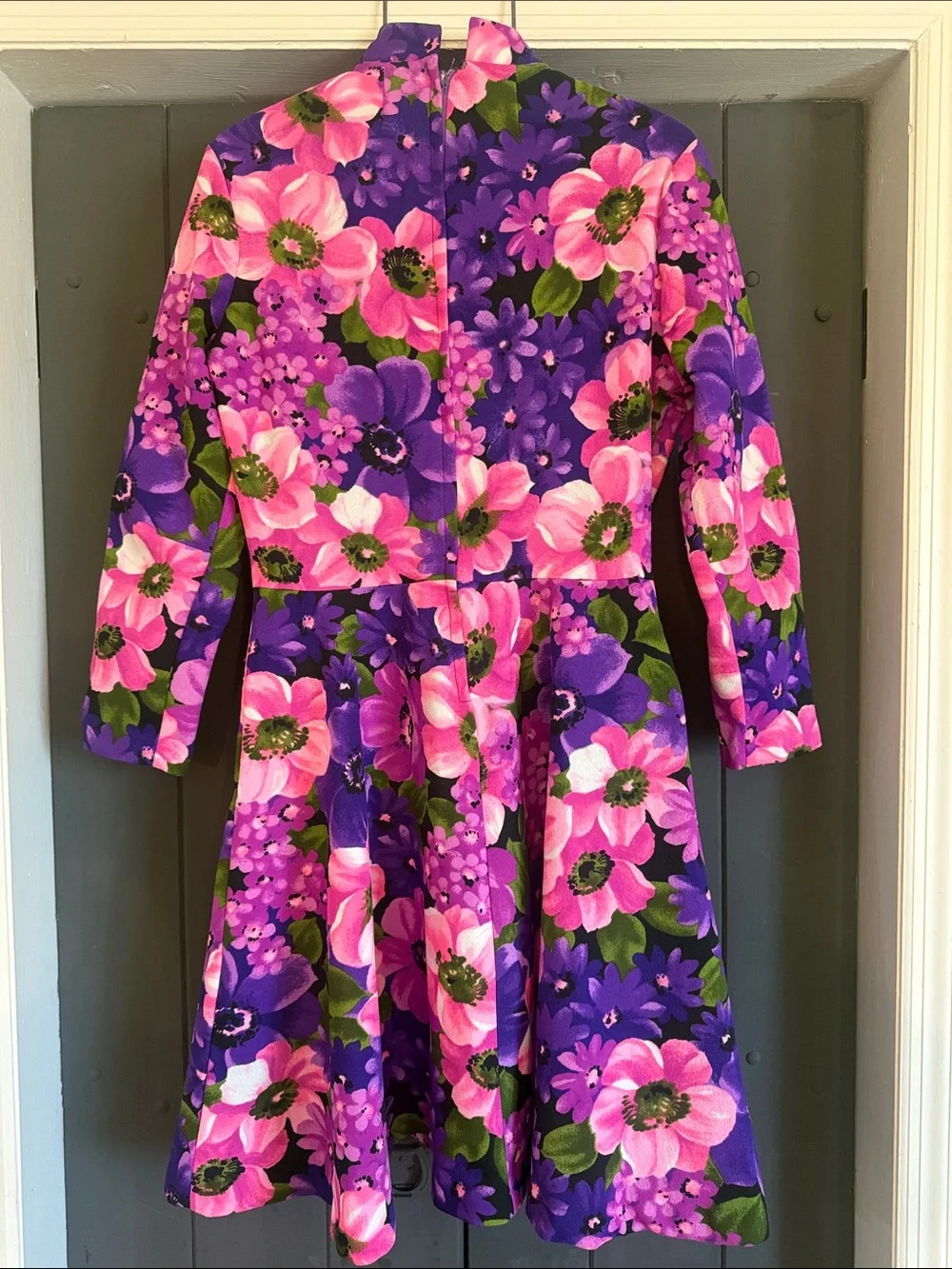 Vintage Purple and Pink Floral Midi Dress - Picture 5 of 11